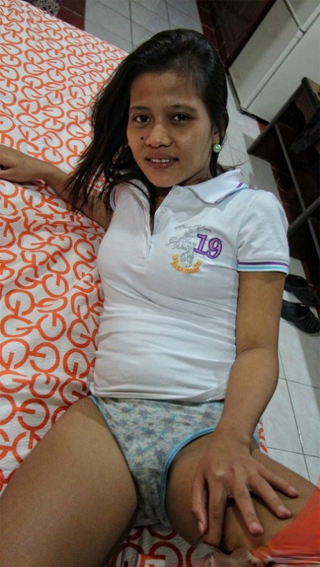 Ugly Asian teen Maricel removes her cotton panties to get a hot pussy creampie 94128745