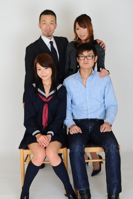 MILF Jun Kusanagi and her stepdaughter Yuri Aine pose naked with two cute men 58198972