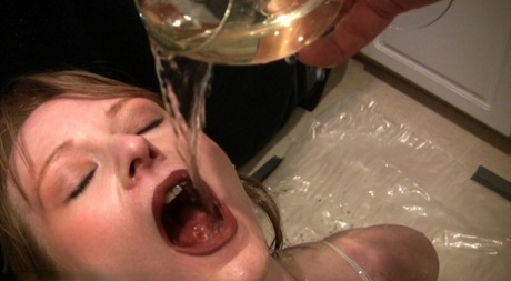 Caucasian girl Natalia drinks her own pee during a training session 53135391