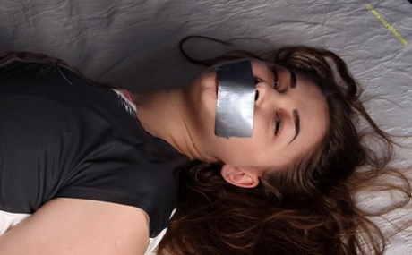 White girl is silenced with duct tape while hogtied in jeans and a T-shirt 51202350