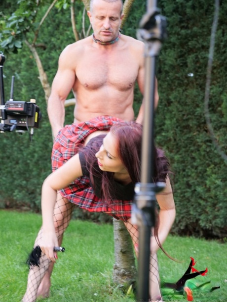 Dominant female Antonia Sainz forces her male slave into sex acts on a lawn 55477731