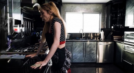 Kissing cousins Aiden Ashley and Maya Woulfe have lesbian sex in a kitchen 82715273