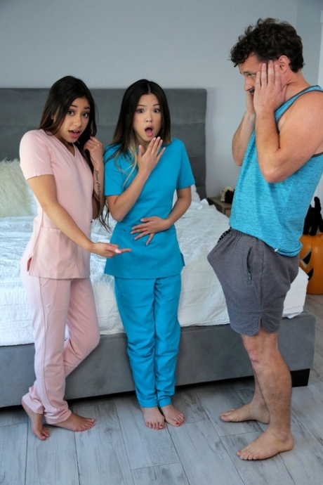 Petite teens Xxlayna Marie and Lulu Chu partake in a three-way fuck 69991556