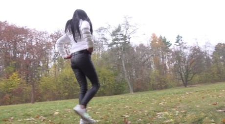 Short taken girl Maddi Black pulls down her pants for a piss in a park 61804150