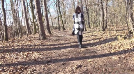 Nicolette Noir gets caught with her leggings down while pissing in the woods 53568633