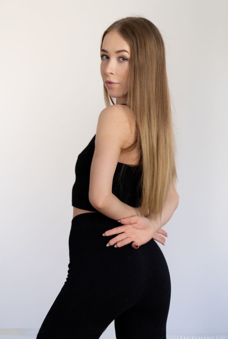 Beautiful teen Nata Ocean removes athletic wear to go nude on a yoga mat 43822750