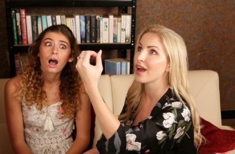 Candice Demellza learns to suck cock during a CFNM blowjob with Georgie Lyall 75564782