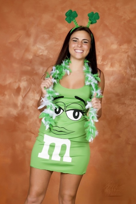 Amateur Kaley Kade flashes while wearing a green M&M dress on St Patty's Day 55226896