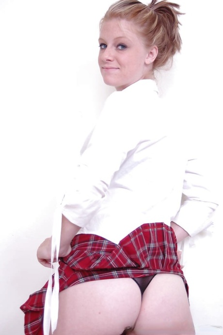 Redhead schoolgirl teen Amber spreading her shaved tight pussy 10403164