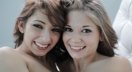 Slender teen girls Lexi Bloom and Sensi Pearl get fucked by long cock in 3some 24706328