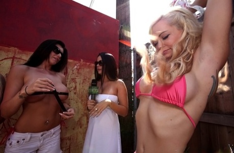 Linda Lay and her girlfriends go topless for cash on a dare 14190029